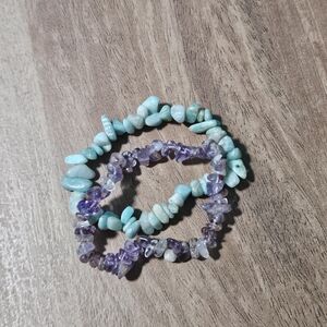 Elegant Turquoise and Amethyst Bracelet Set